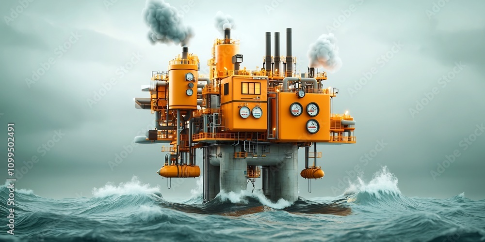 Poster expansive offshore carbon capture and storage platform with monolithic concrete and steel structures