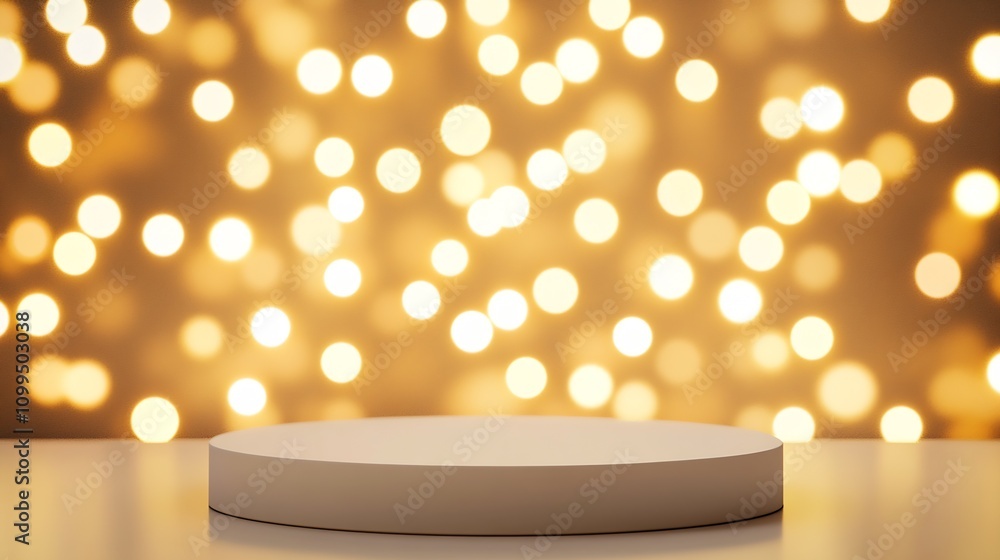 Aufkleber Illustrious Circular Platform with Radiant Golden Bokeh Background for Display : Generative AI
