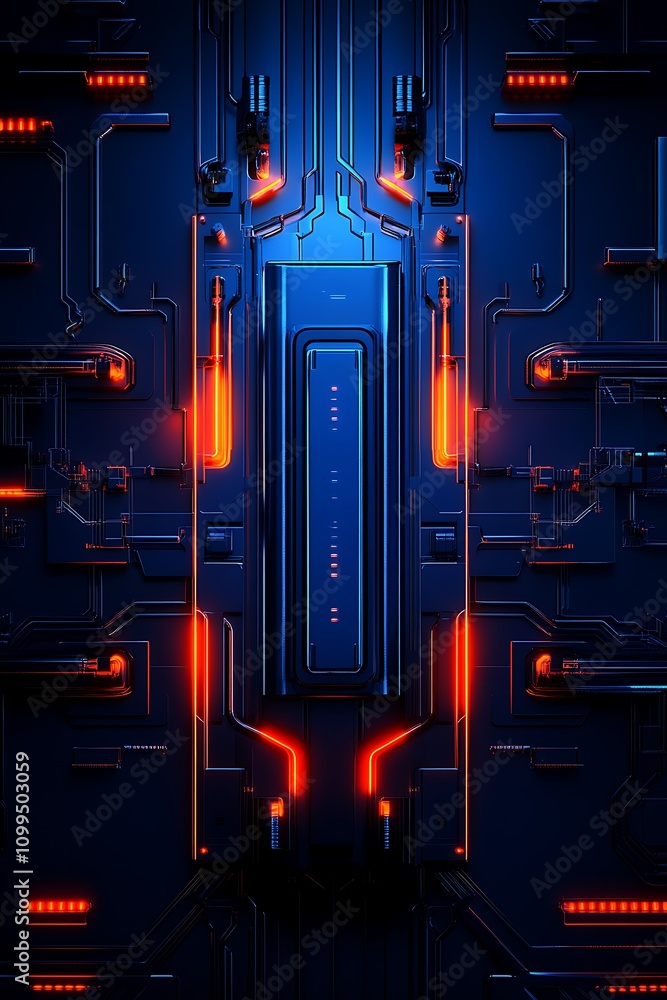 Poster futuristic technology background with glowing circuit patterns and illuminated elements showcasing a