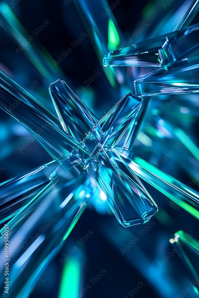 Aufkleber intricate abstract composition of colorful glassy crystal structures with reflections and light effe