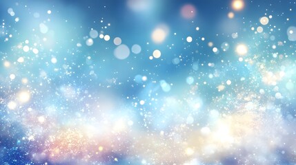 Abstract Blue Background With Sparkling Lights And Glitter