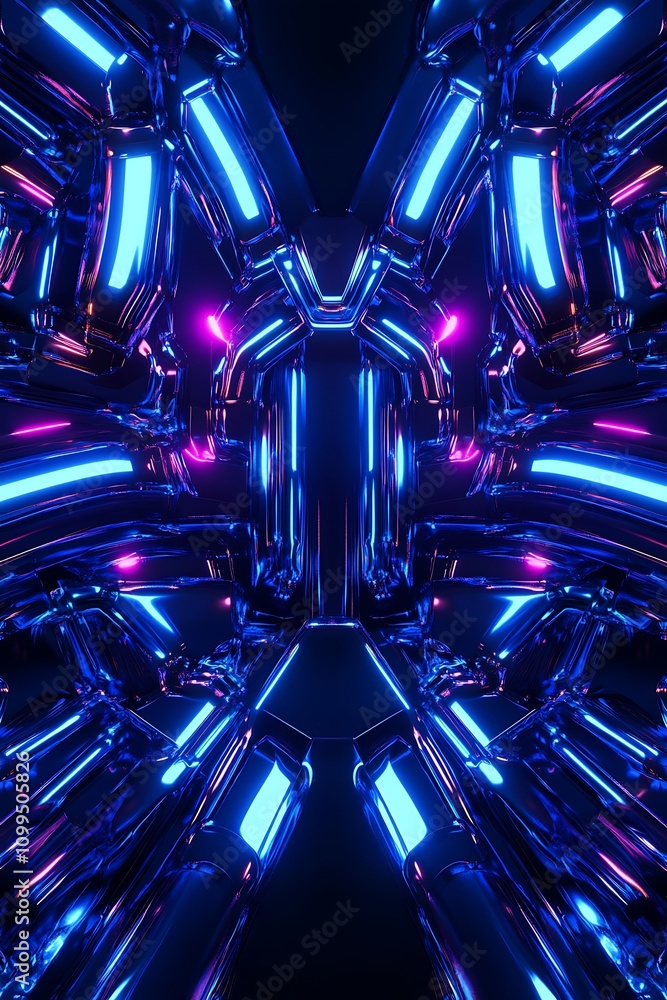 Aufkleber vibrant abstract futuristic background with metallic textures and neon lights creating a dynamic vis