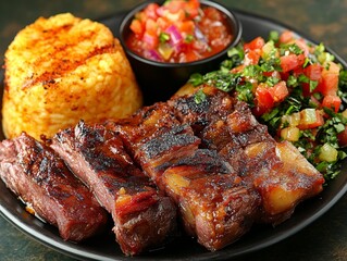 Sizzling kenyan nyama choma grilled meat with ugali nairobi culinary delight vibrant atmosphere close-up cultural experience