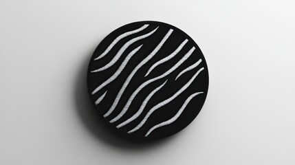Circular Black Patch with White Zebra Stripes Embroidery