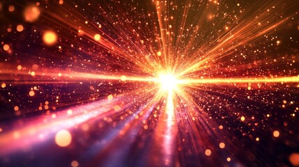 Fototapeta premium Radiant Light Explosion Of Sparkling Particles And Glowing Rays