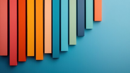 Fototapeta premium Vibrant Colorful Stripes on Blue Background