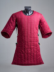 Historical fashion. Medieval knight cloth. Padded jacket gambeson.