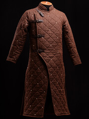 Historical fashion. Medieval knight cloth. Padded jacket gambeson.
