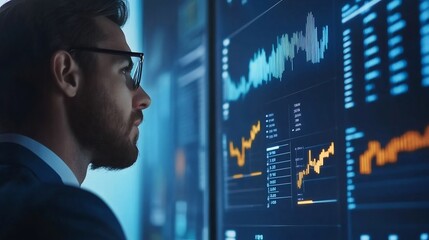 Fototapeta premium Businessman Analyzes Financial Data and Growth Graphs for Strategic Business Planning