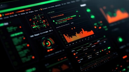 Obraz premium Futuristic data analytics dashboard with vibrant visuals