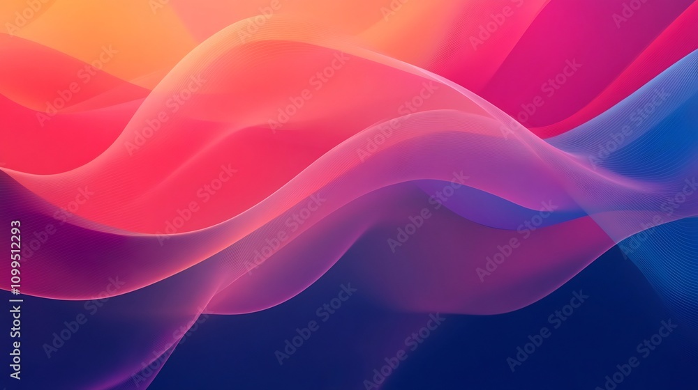 Poster vibrant and fluid abstract colorful digital landscape background with smooth wave patterns and