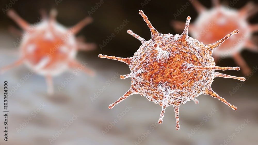 Poster virus structure science lab digital illustration microbial environment close-up view pathogen concep
