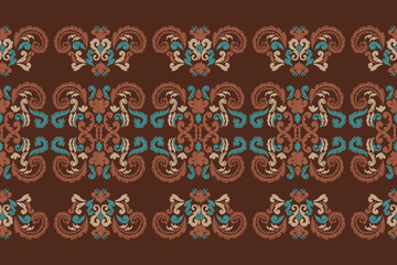 Obraz premium Saree Sarong Motifs Ikat floral paisley embroidery floral.ikat ethnic oriental seamless pattern traditional.Ikat embroidery style abstract embroidery design for texture,fabric,clothing,wrapping.