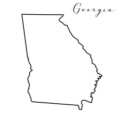 Vector high quality map of the American state of Georgia simple hand made line drawing map