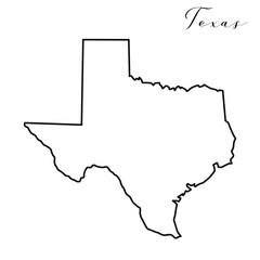 Vector high quality map of the American state of Texas simple hand made line drawing map