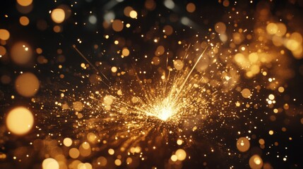 Obraz premium Golden Sparks Exploding In Dark Background