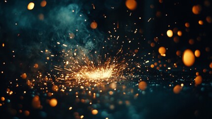 Obraz premium Vivid Sparks Exploding During Metal Welding Process