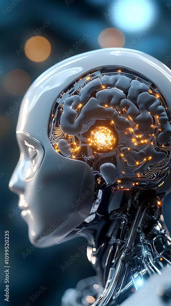 Poster ai learning process demonstrating warnings for potential risks technology environment digital conten