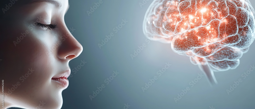 Poster exploring human consciousness through ai neural network visualization digital art studio conceptual 