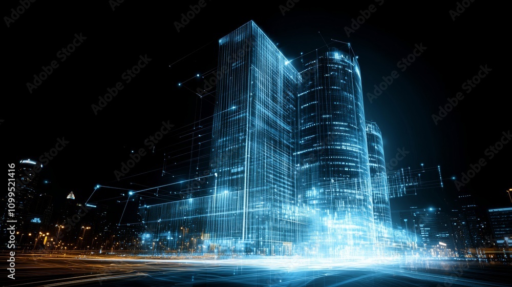 Poster A 3D rendered, 4K abstract background featuring a data technology theme with interconnected dots and lines on a dark backdrop.