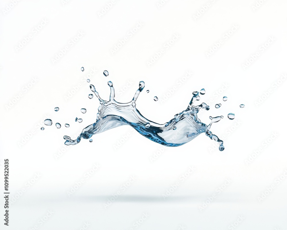 Poster clean water splashes isolated on white background