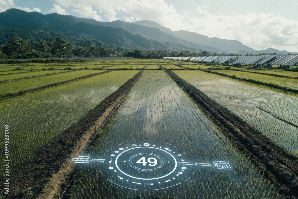 Poster the smart farm concept, combining data with stock and virtual reality, integrated with digital twins