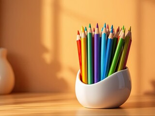 Fototapeta premium Vibrant pencil set for creative expression.