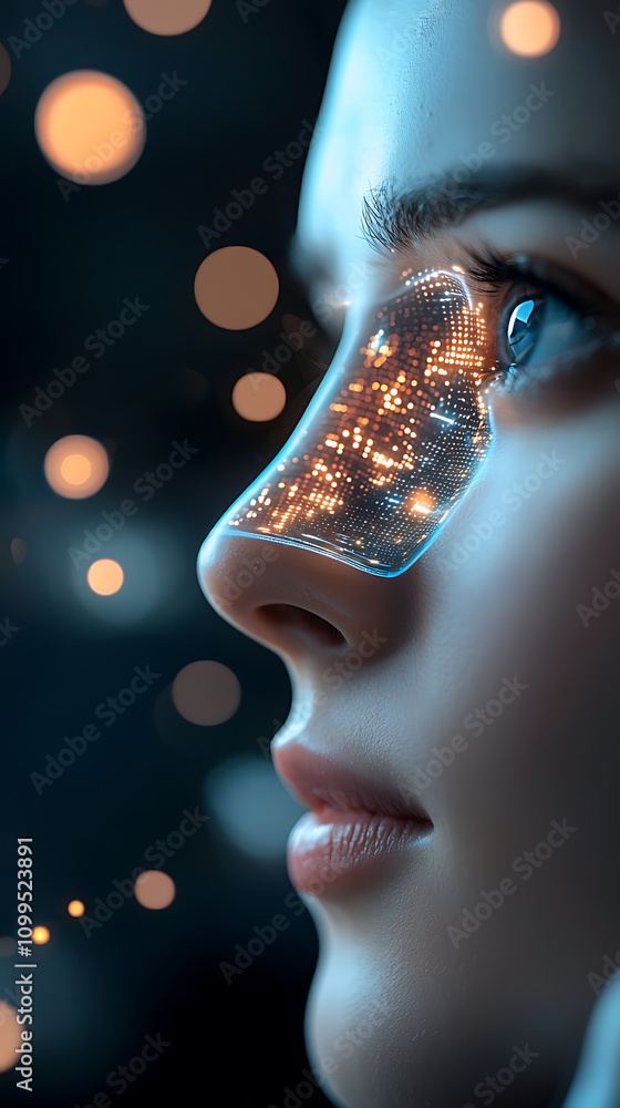 Poster ai-driven opportunity mapping glowing hologram visualization of future technologies close-up perspec