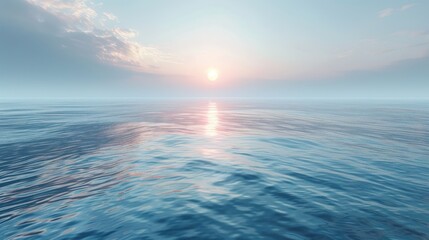 Obraz premium Calm ocean sunset with soft pastel colors and subtle waves.