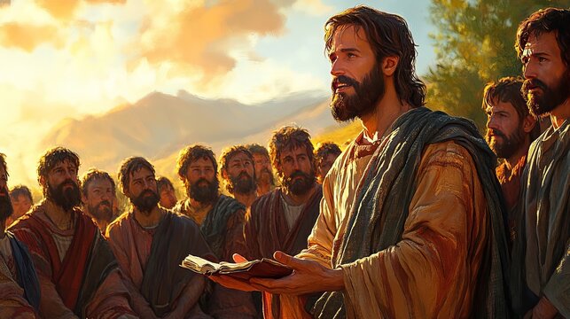 Jesus preaching in Galilee and gathering his disciples. Life of Jesus
