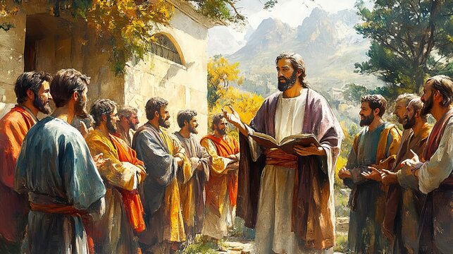 Jesus preaching in Galilee and gathering his disciples. Life of Jesus