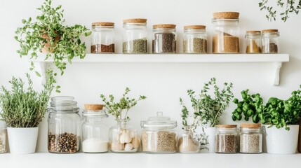 Clean Kitchen Spice Rack on a White Background