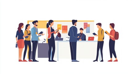Obraz premium Business People Queueing at Reception Desk