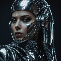 Plan a futuristic photoshoot with metallic tones.
