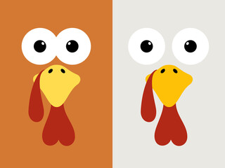 Two Face of the turkeys. Isolated Vector Illustration