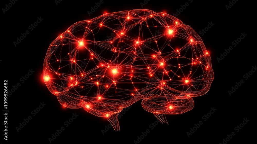 Poster illuminated neural network brain structure