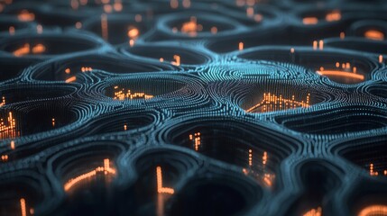 Fototapeta premium Abstract Digital Landscape Of Interconnected Nodes