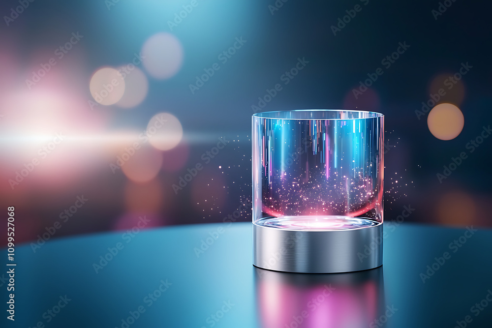 Aufkleber innovative business model evolution showcased through glowing holographic data display in modern wor
