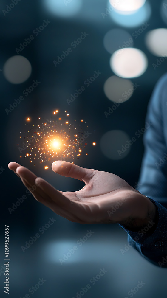 Poster innovative holographic display of business model canvas modern office technology visualization dynam