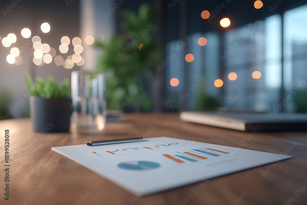 Poster business model reinvention with glowing charts and high-tech insights modern office data visualizati