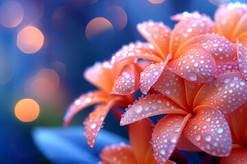 Fototapeta premium A close up of a bunch of orange flowers with water droplets on them