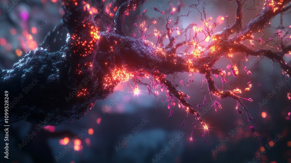 Poster glowing neural network abstract artistic rendering