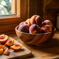 fresh peaches in a bowl