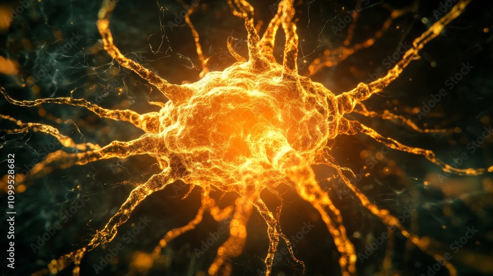 Aufkleber glowing neuron cell abstract neural network