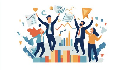 Triumphant Business Team Celebrating Success