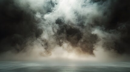 Fototapeta premium Dark Smoky Scene with a Foggy Floor