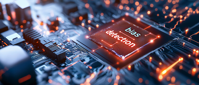 Closeup of code highlighting bias detection technology lab digital content high-tech environment macro view data ethics concept for ai advancement