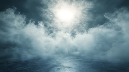 Obraz premium Serene Foggy Seascape Underneath A Bright Sun