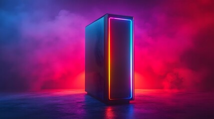 A computer tower with neon lights on it