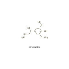 Fototapeta premium Dimetofrine flat skeletal molecular structure sympathomimetic drug used in hypotension treatment. Vector illustration scientific diagram.